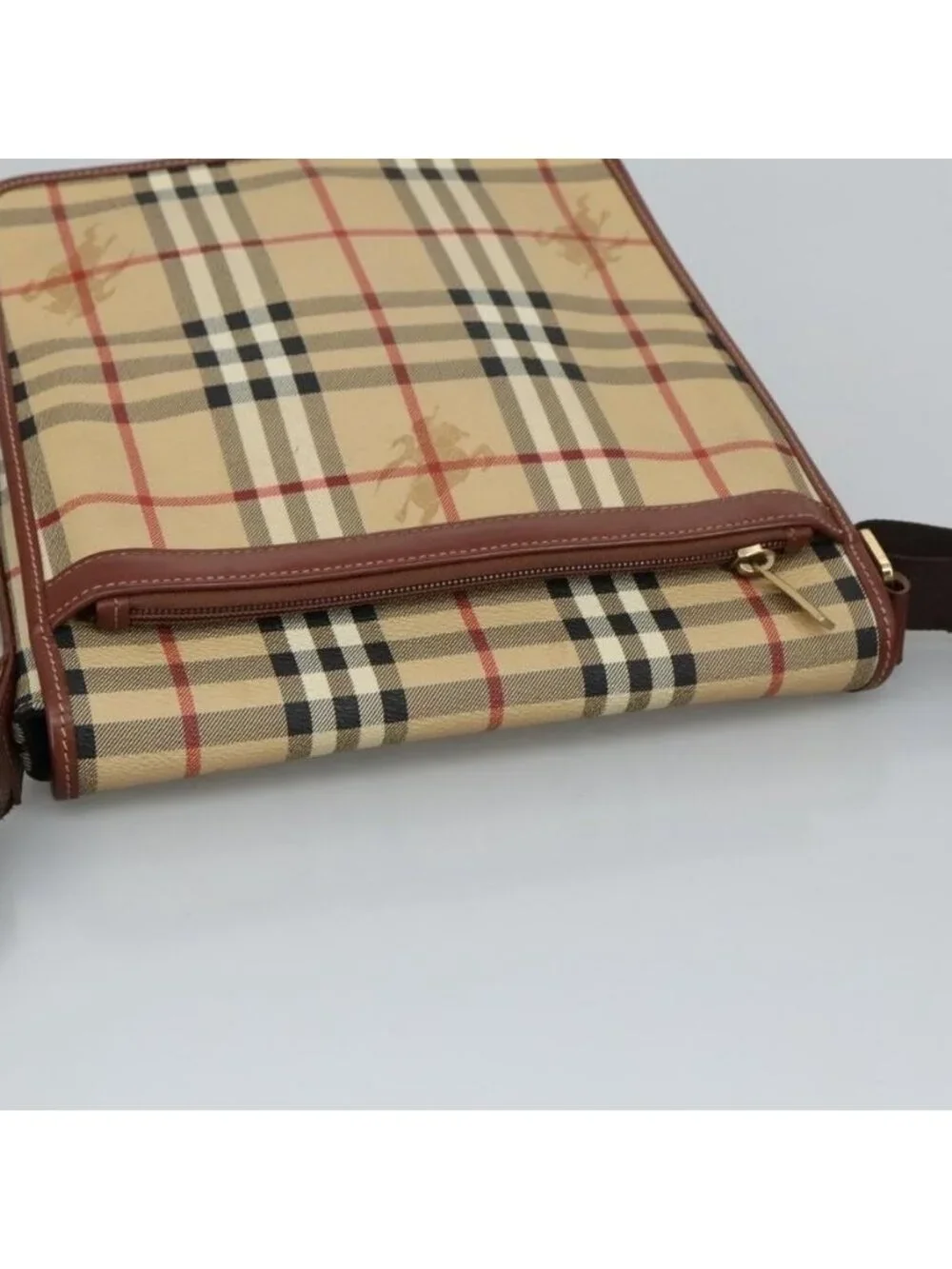 Authentic BURBERRY Nova Check Shoulder Bag PVC Beige Gold - Picture 13 of 16